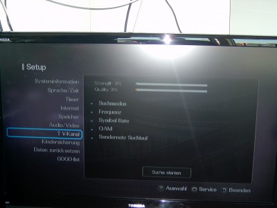 Abbildung AZbox Premium Antennenmenu für DVB-C