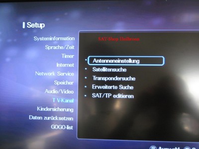 Antennenmenu für DVB-S (wie bekannt)