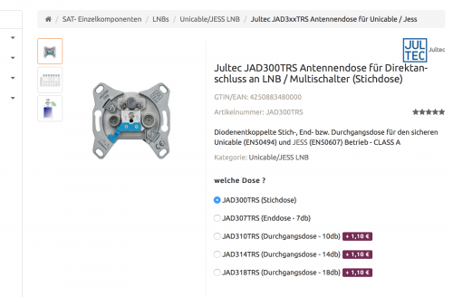 Jultec Stich- End- Durchgangsdose JAD3XXTRS