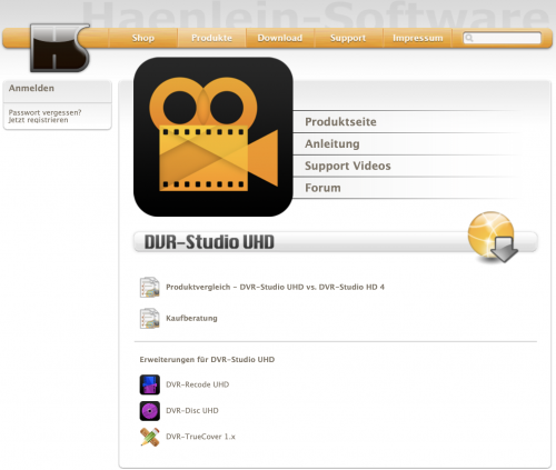 Haenlein-Software-Sammelseite-DVR-Studio-UHD