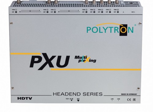 PolytronPXU848C-T_QAM_COFDM_Kopfstation_Kanalaufbereitung<br />Die PXU 848 C/T setzt die Inhalte von acht Sat-Transpondern, terrestrischen oder Kabelkanälen wahlweise in DVB-T (COFDM) oder DVB-C (QAM) um