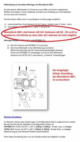 Monoblock LNB Montageanleitung