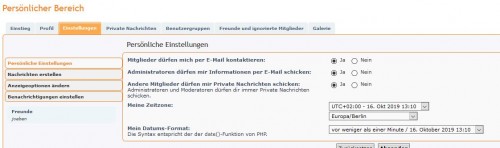 Meine-Backend-Einstellungen (Screenshot von 13:10, stimmt also)