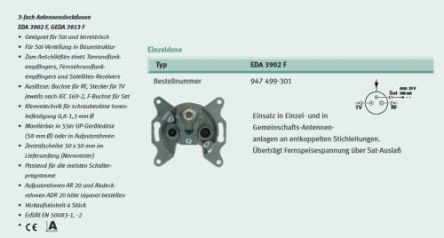 Hirschmann_EDA3902F_Antennendose_Stichdose_3-Loch-Sat-DVB-S-S2