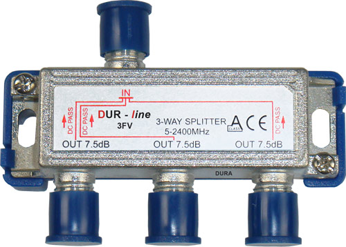 3-fach Verteiler für SAT mit F-Stecker Anschlüssen