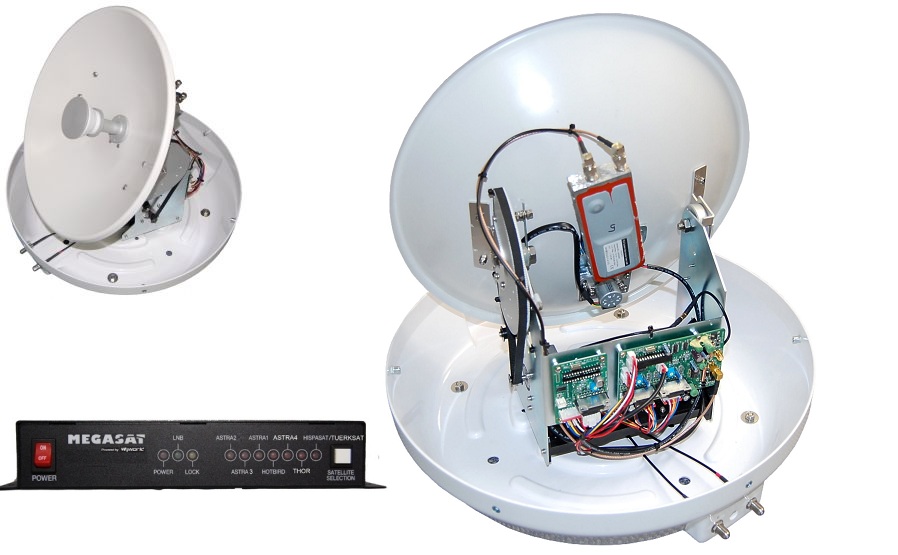 Megasat Campingman Portable Twin (Innenansicht) + Megasat Receiver