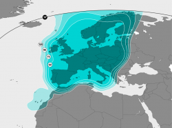 Footprint/Auslechtzone Astra 1H (https://sat.ses.com/webservice/images/7522362 )