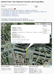 Dishpointer Berechnung für Dresden + Astra 19.2 Grad Ost (entnommen von www.dishpointer.com)