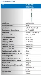 Koaxkabel Wisi MK90 technische Daten