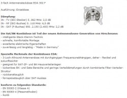 Technische Daten der Hirschmann EDA 302 F Stichdose 3-Loch