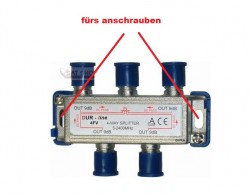 4-fach SAT-Verteiler -- Löcher für Verschraubung