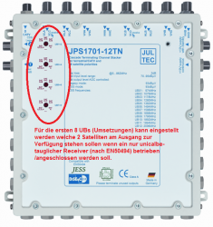 Jultec JPS1701-12TN SAT-Auswahl bei Receivern nach EN50494 (Unicable)