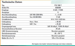 Polytron PSC 508 T receivergespeister Multischalter 5/8 (technisches Datenblatt)