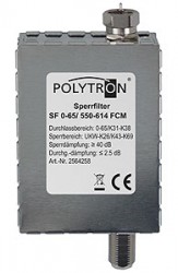 Polytron Sperrfilter SF 0-65/550-614 FCM (Internet Hin- und Rückkanal frei, TV-Signal gesperrt =&gt; Polytron_Sperrfilter_SF0-65-K31-K38