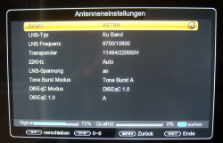 Receiver-Antennenmenu