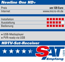 NewLine ONE HD+ Test Sat-Empfang